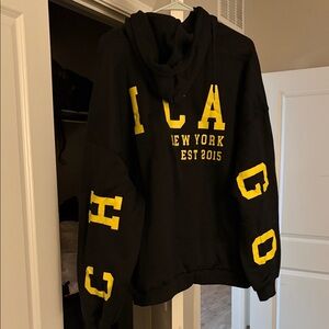 Black Hoodie with Yellow Lettering